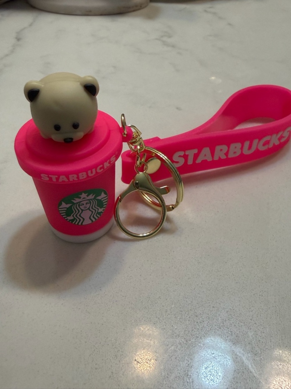Starbucks Pink Bear Cup Keychain